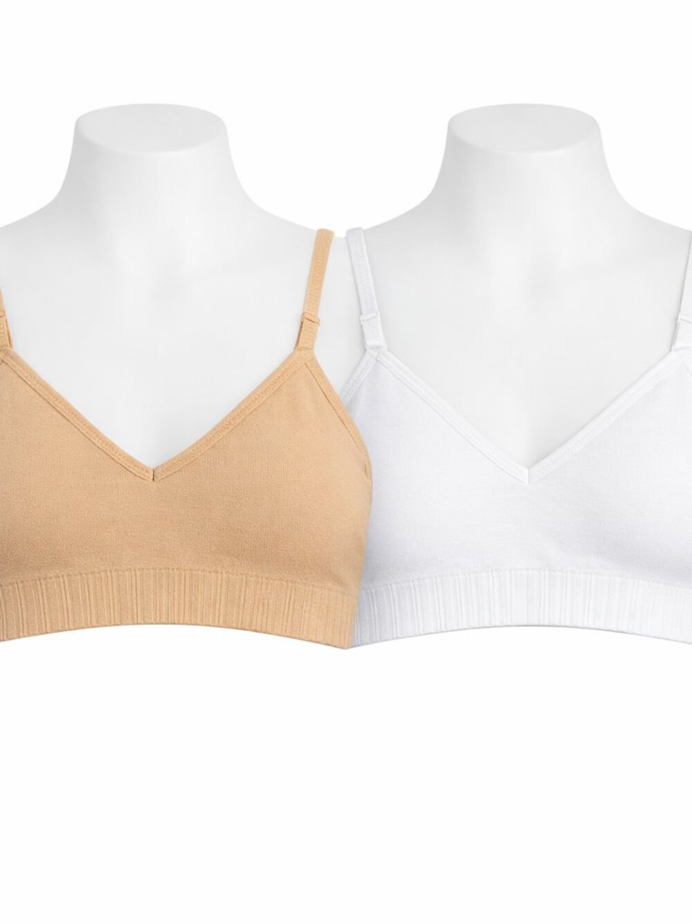 Cat & Jack Kids Seamless Bra 2‑Pack – Tan & White – Size M